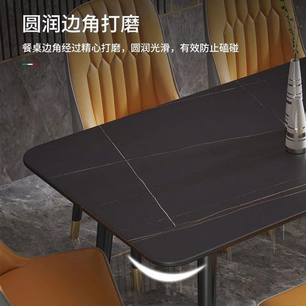 Nordic Slate Dining Table And Chair Set Light Luxury Matte Sintered Stone Dining Table Household