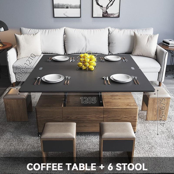 HQ Multifunctional Folding Dining Table With Chair Small Apartment Dining Table Nordic Living Room