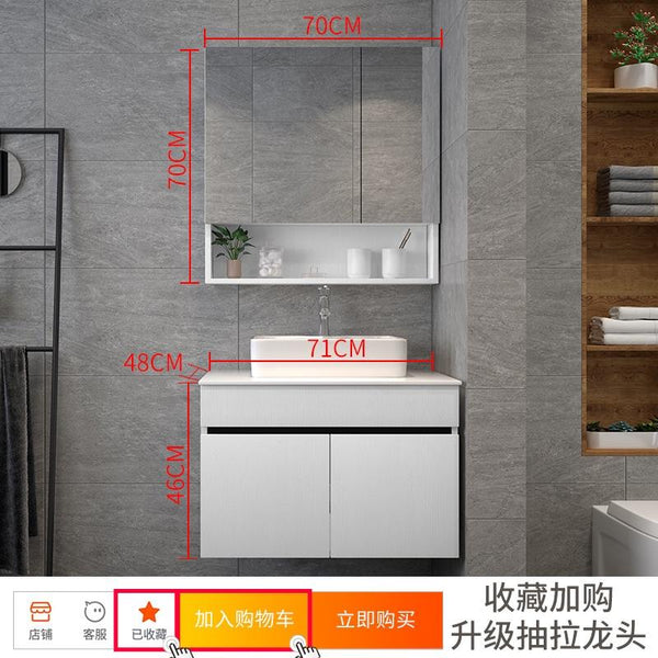 Nordic Bathroom Mirror Cabinet With Storage Solid Wood Mirror Waterproof Storage Cabinet Wash Basin