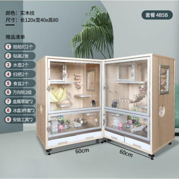 Hamster Cage Chinchilla Cabinet Totoro Cage Solid Wood Ecological Board Pet Cabinet Villa Chinchilla