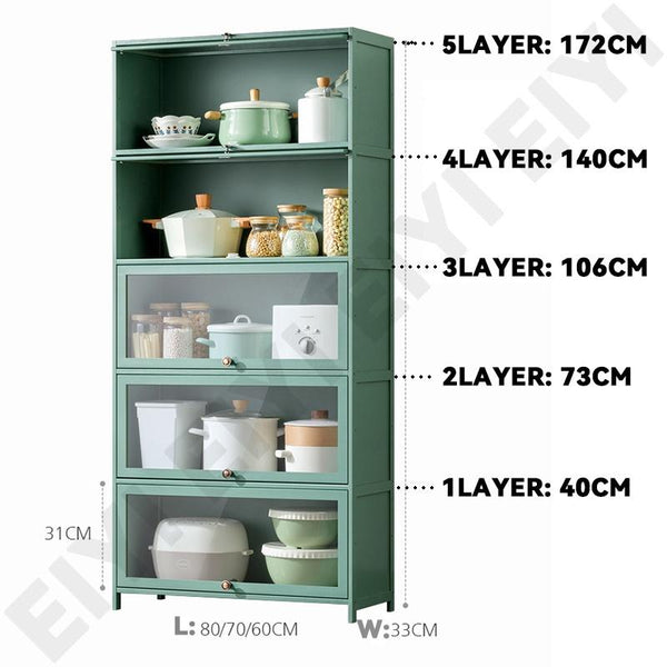 (EIYI) Kitchen Storage Cabinet Floor Multi-storey Cupboard Living Room Balcony Shelf With Door