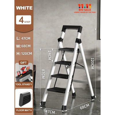 SENBIJU Ladder Indoor Household Thickened 5-step Ladder 6-7-8 Step Folding Herringbone Ladder