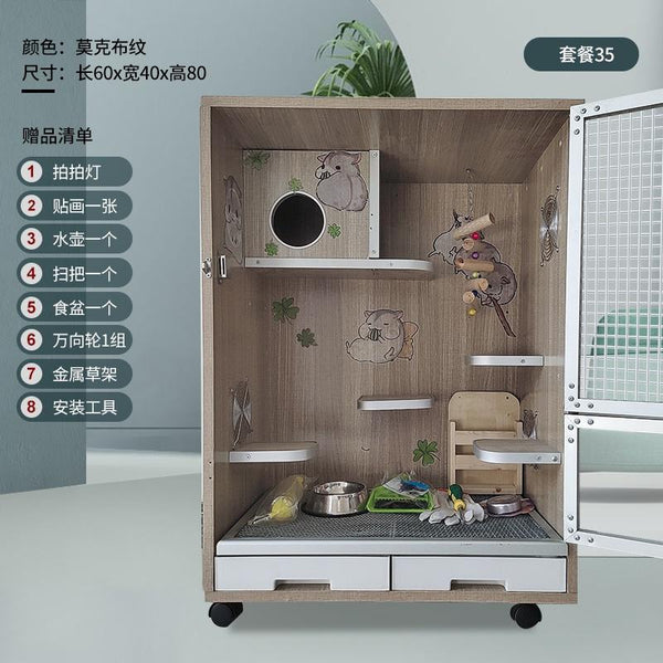 Hamster Cage Chinchilla Cabinet Totoro Cage Solid Wood Ecological Board Pet Cabinet Villa Chinchilla