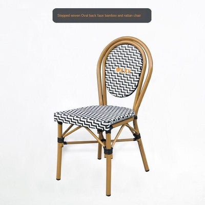 🔥Ready Stock🔥2021 French Dining Rattan Back Bench White Balcony Outdoor Bamboo Coffee Shop