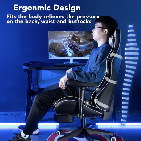 ARTISAM Massage Gaming Chair Rotating Armrest Computer Chair With Footrest Office Chair