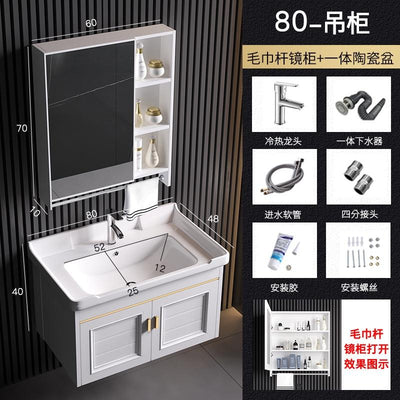 Vanity Cabinet Bathroom Space Aluminum Bathroom Cabinet Combination Wash Basin Wash Basin Small