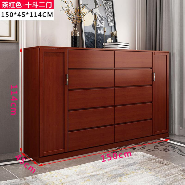 All Solid Wood Simple Modern Drawer Locker Living Room Bedroom Storage Cabinet Chest of Drawers
