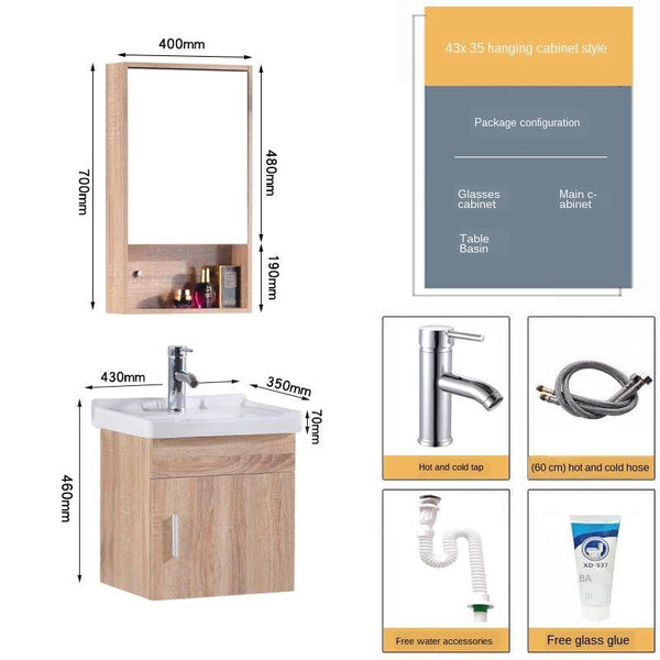 Solid Wood Bathroom Cabinet Wash Basin Cabinet Combination Washbasin Balcony Toilet Wall-mounted