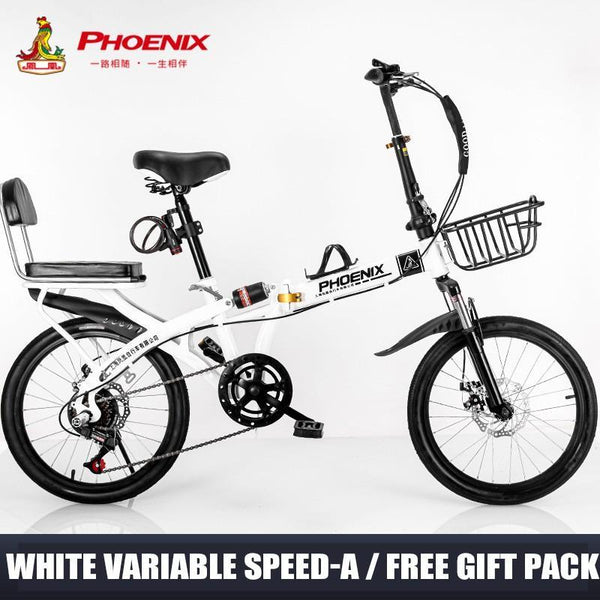 Phoenix Foldable Bicycle 7 Speed Variable Speed Foldable Bike High Carbon Steel Double Disc Brake