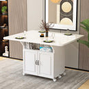 Foldable Dining Table Movable Dining Table Set Pulley Rectangular Multifunctional 4-person 6-person