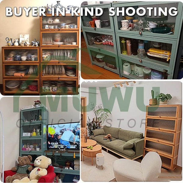 (EIYI) Kitchen Storage Cabinet Floor Multi-storey Cupboard Living Room Balcony Shelf With Door