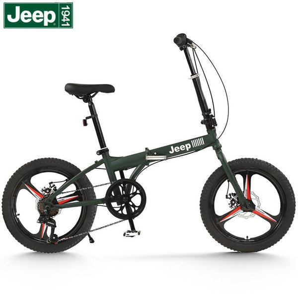 JEEP Folding Bicycle 7 Speed Foldable Mountain Bike 20 Inch Men's And Women's Bicycle
