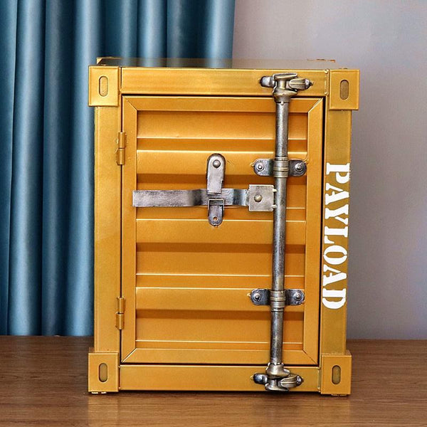 Side Table Industrial Style Container Wrought Iron Bedside Table Decorative Storage Cabinet Bedroom