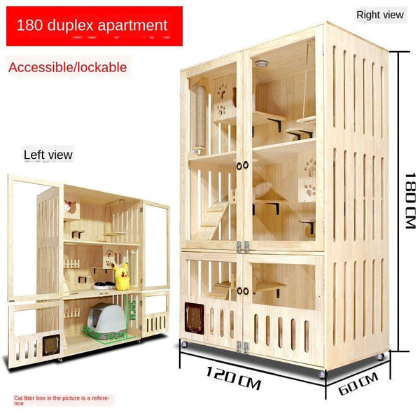 Byto Cat Cage Solid Cat With Cage Wood Villa Apartment Climbing Rack House Dispaly Cabinet Four
