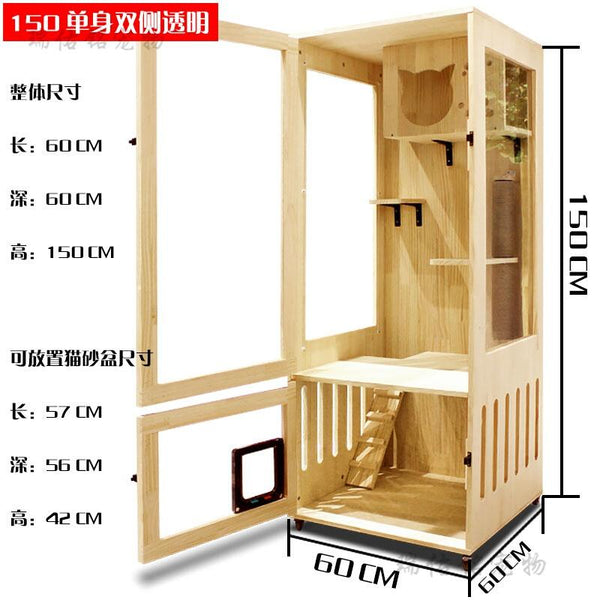 Cat Villa Cat House Pet Villa Four Seasons Universal Solid Wood Nest Closed Luxury Apartment