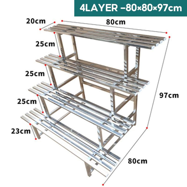 Stainless Steel Flower Rack Indoor/Outdoor Metal Plant Rack Ladder Flower Stand For Balcony Garden