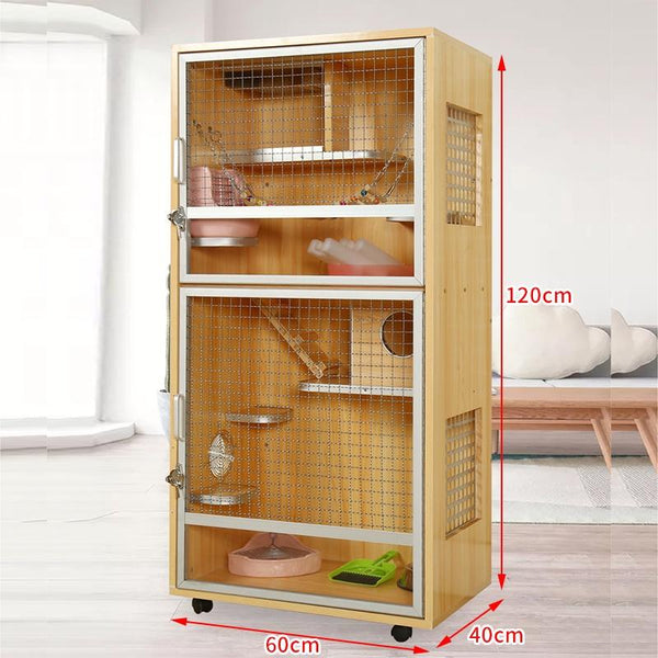 RUNPET Chinchilla Cabinet Super Large Solid Wood Ecological Board Chinchilla Villa Pet Products Cage