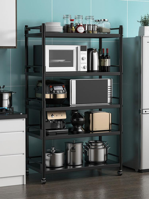 Stainless Steel Floor Type Multi-layer Microwave Oven Kitchen Utensils Pot Rack Storage Movable