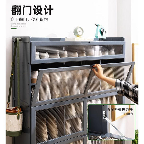Shoe Cabinet Home Black Gray Shoe Cabinet 2022 New Flip Door Shoe Rack Cabinet
