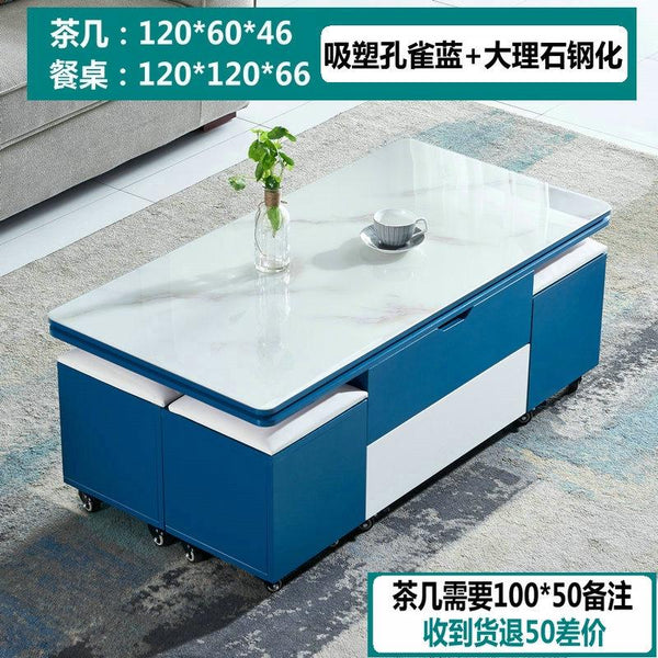 Y&U Foldable Coffee Table Marble Blister Folding Tempered Glass Side Table Household Dining Table