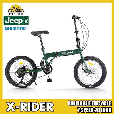 JEEP Foldable Bicycle 16 Inch 20 Inch Folding Bicycle 7 Speed Disc Brake Folding Mountain Bike