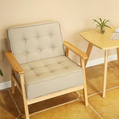 Solid Wood Armchair Fabric Single Sofa Chair Cafe Lounge Chair Double Bedroom Small Sofa