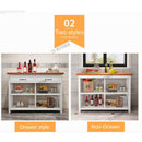Mobile Kitchen Cabinet Solid Wood Set Multi-functional Simple Bar With Drawer Dinning Table