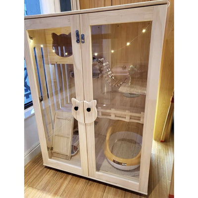 Byto Cat Cage Villa Solid Wood Cat Condo Villa Cat Apartment Scratching Post