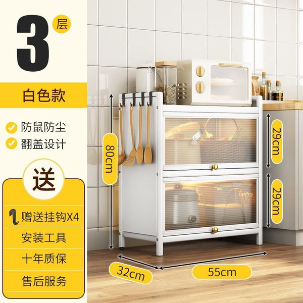 Kitchen Cabinet With Door Multi-functional Storage Cabinet For Bowls Chopsticks Plates Dishes Pans