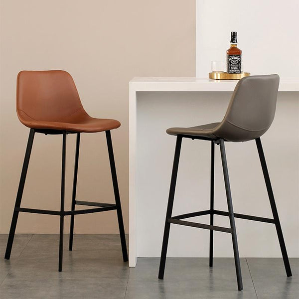 PU Bar Chair Stool Front Desk Stool Household High Stool Wrought Iron Back Chair