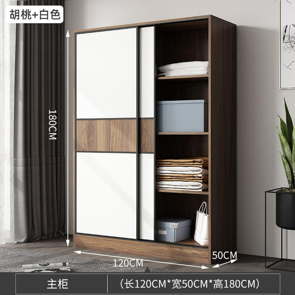 Wardrobe Nordic Bedroom Solid Wood Modern 2021 Simple Push-door Small-family Collection Large
