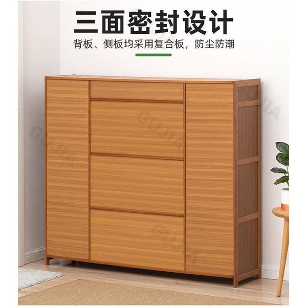 GC Shoe Cabinet Multi-layer Shoes Cabinet Household Solid Wood Shoes Shelf Door Entry Storage