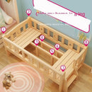 ✨ Ready Stock ✨Solid Wood Children's With Guardrail Princess Powder Color Lacquer Tatami Kids