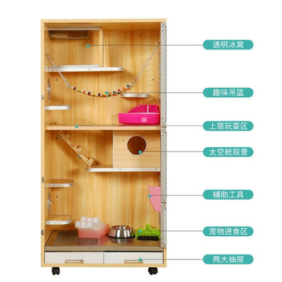 RUNPET Chinchilla Cabinet Super Large Solid Wood Ecological Board Chinchilla Villa Pet Products Cage