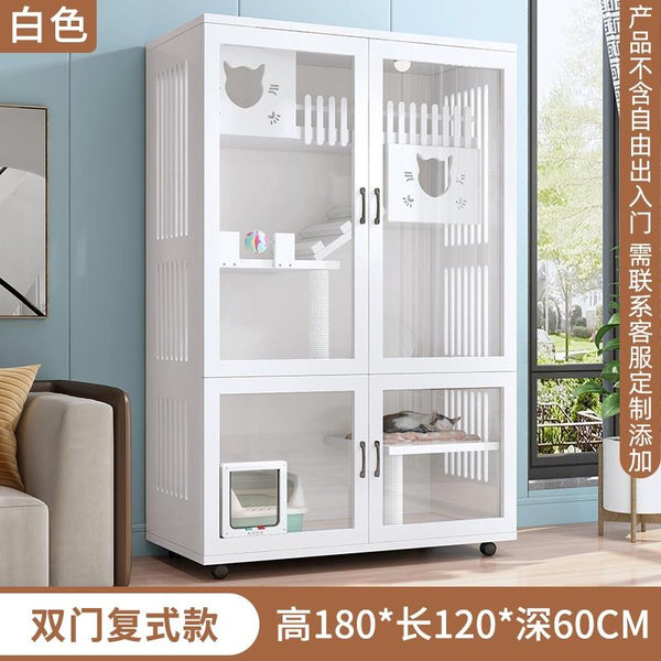HOOPET Cat Cage Solid Wood Villa Pot Cage Super Large Luxury Cabinet Nest Kitten Double Deck Three