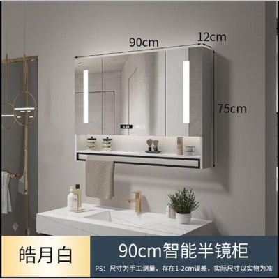 LAL Solid Wood Bathroom Cabinet Smart Mirror Cabinet With Shelf Separate Wall-mounted Towel Bar With