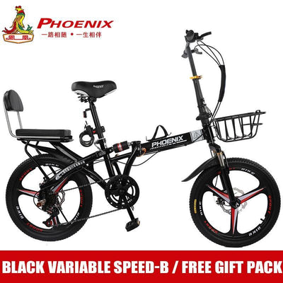 Phoenix Foldable Bicycle 7 Speed Variable Speed Foldable Bike High Carbon Steel Double Disc Brake