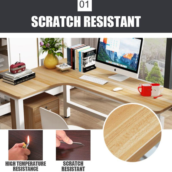 Computer table L-shaped desk space saving corner table solid wood writing desk study table