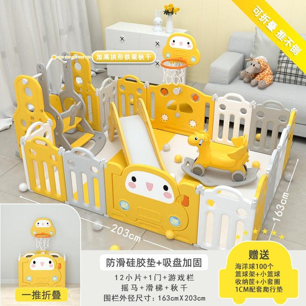 HOUMASH Folding Baby Play Yard Baby Playpen With Basketball Hoop Toddler Indoor Home Park Anti-fall
