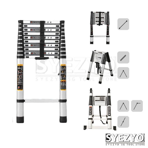 Syezyo Aluminum Alloy Ladder Thickened Multi-function Telescopic Engineering Portable Herringbone