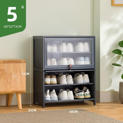 Shoe Cabinet Home Black Gray Shoe Cabinet 2022 New Flip Door Shoe Rack Cabinet