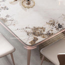 Luxurious Light Rock Plate Table Chair Set Modern Rectangular Dining Table
