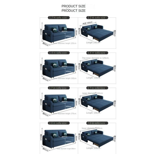 Koala Multifunctional Folding Sofa Bed Living Room Push-pull Storage Sofa 2 In 1 Fabric Sofa