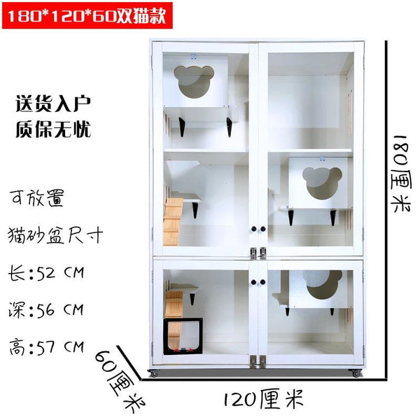 RUNPET Cat House Solid Wood Cat Villa Household Double Layer Three Layer Cat Cage Transparent Cat