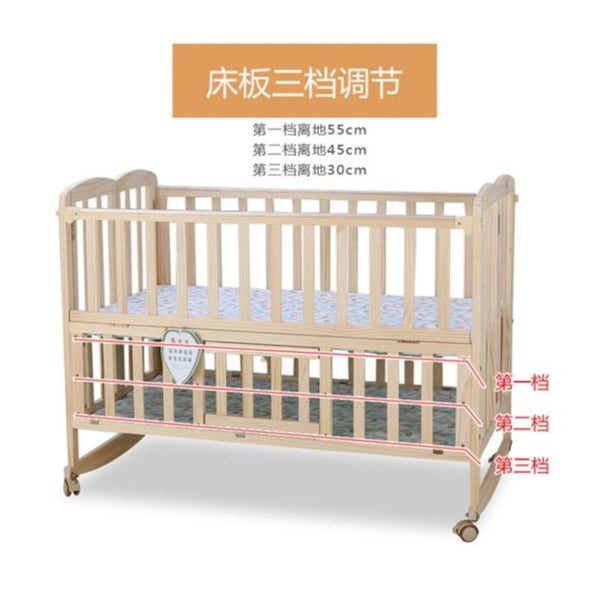 Crib Solid Wood Baby Bed Lacquerless Baby Cradle Foldable Multifunctional Desk Mobile Portable