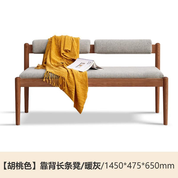 Genji Wood Language Wood Solid Bench Simple Oak Dining Stool Soft Bag Bench Northern European