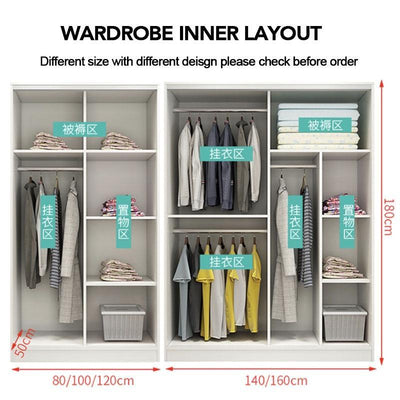 Kinbolee Solid Wood Wardrobe Multi-smell Small Wardrobe Nordic Sliding Door Wardrobe