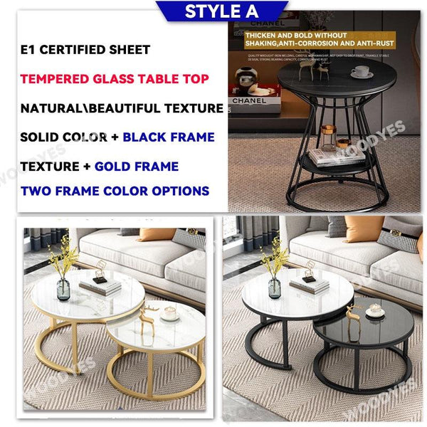 SENBIJU Small Coffee Table Nordic Side Table Round coffee table With Roller