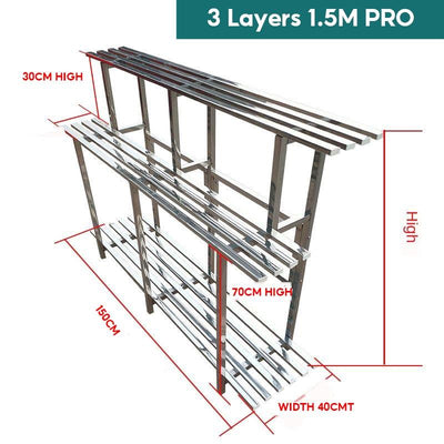 Stainless Steel Flower Rack Indoor/Outdoor Metal Plant Rack Ladder Flower Stand For Balcony Garden