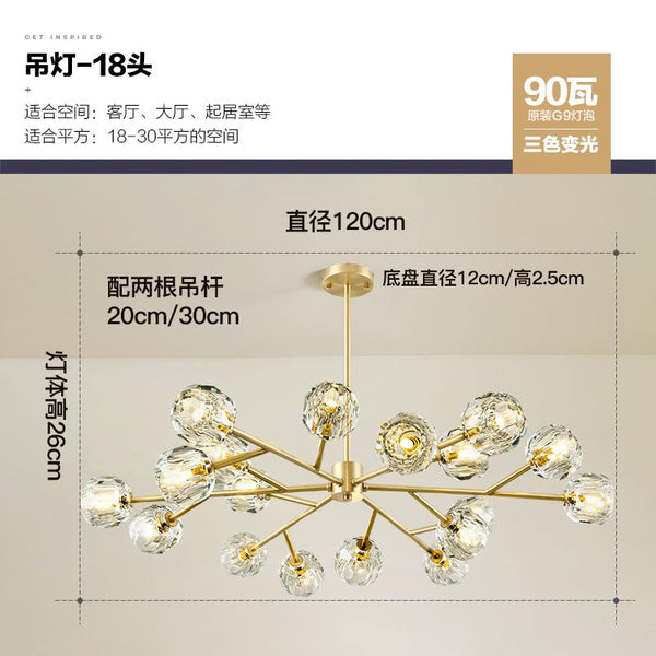 HJFA Living Simple Modern Bedroom Dining Room Crystal Glass Chandelier Magic Bean Light Luxury